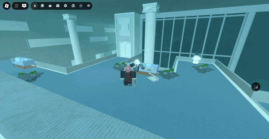 Player standing in front of Feye Sasaki NPC in CCG Base in Ghoul://Re