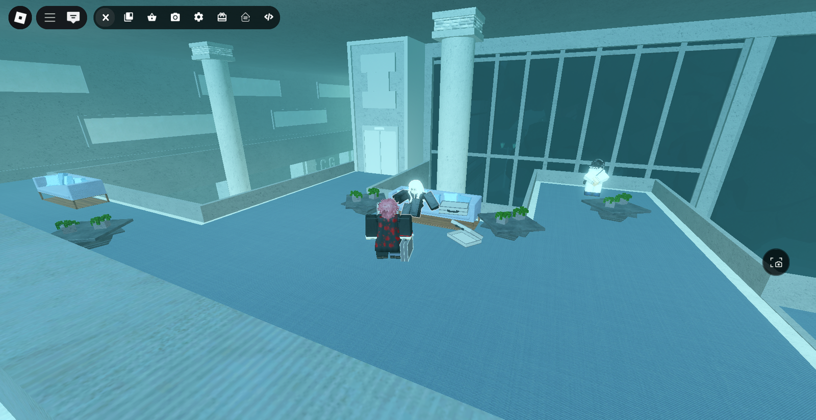 Player standing in front of Feye Sasaki NPC in CCG Base in Ghoul://Re