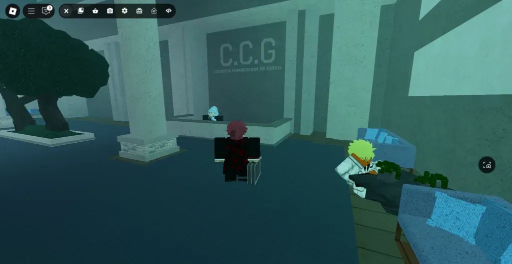 Player on the base floor of the main floor in CCG Base in Ghoul://Re