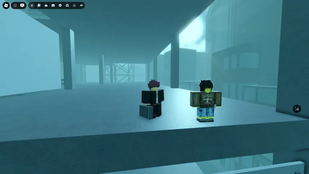 Player standing next to Recon NPC on the building at the construction site in ghoul://Re