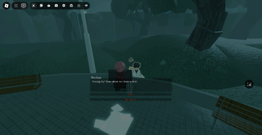 Player selling items to Merchant in Ghoul-Re