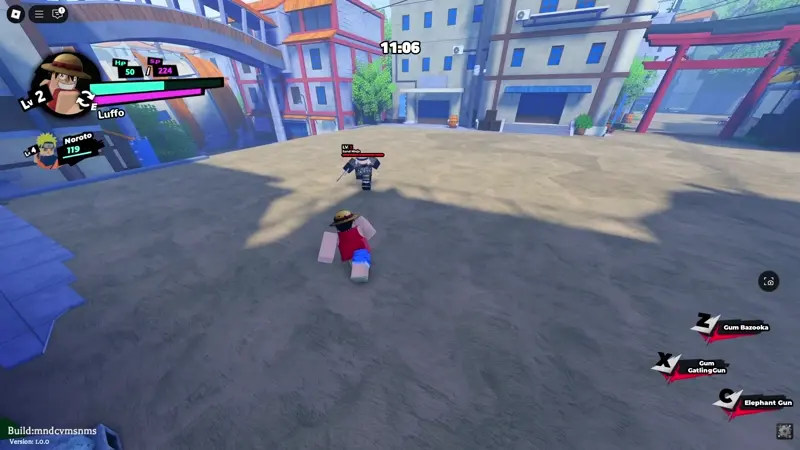 Player performing Luffo's Gun GatlingGun attack in Anime Saga