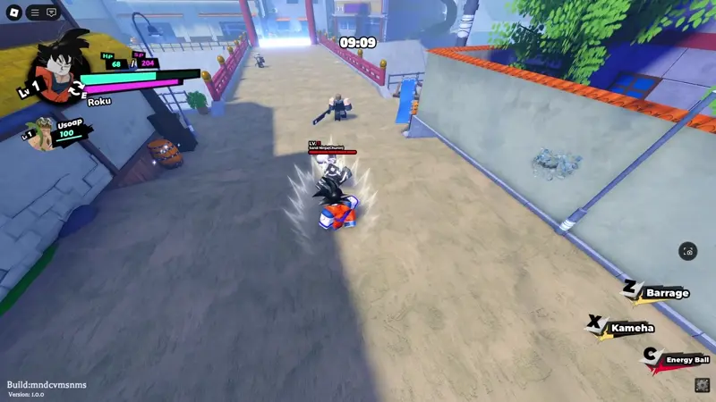 Player performing Roku's Barrage attack in Anime Saga