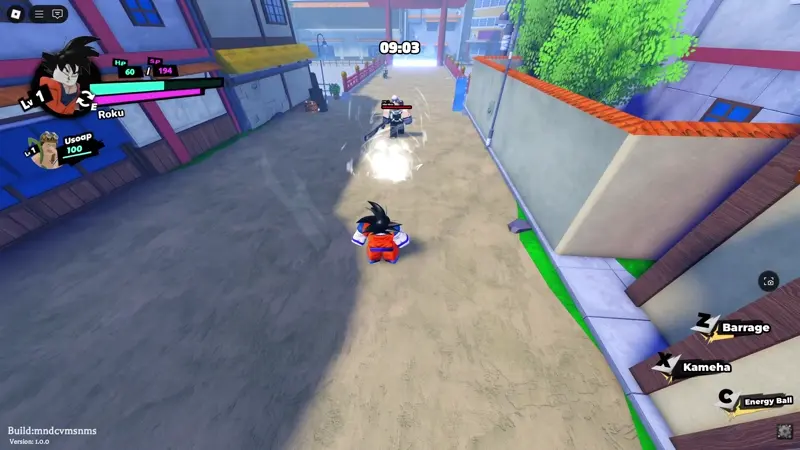 Player performing Roku's Energy Ball attack in Anime Saga