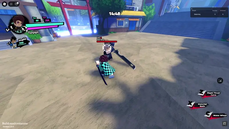 Player performing Tanjigo's Basic attack in Anime Saga