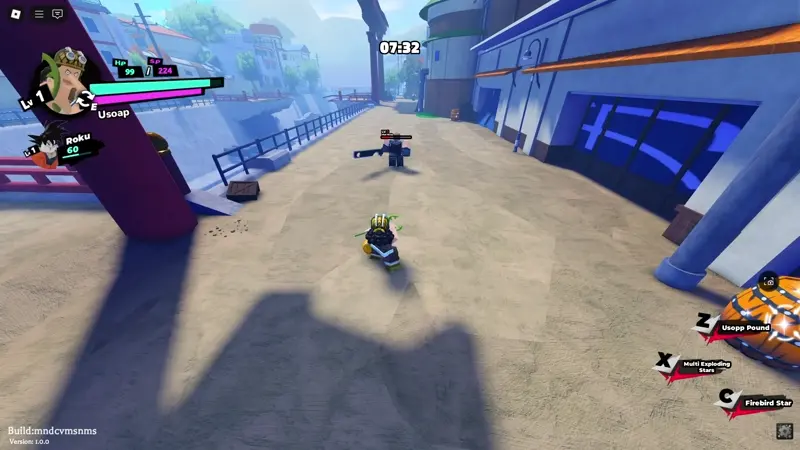 Player performing Usoap's Firebird Star attack in Anime Saga