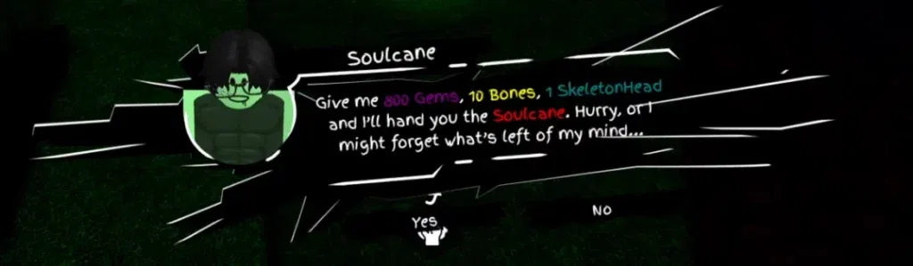 player interacting with good zombie NPC in universal piece
