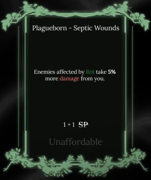 septic wounds node in soul tree absolvement