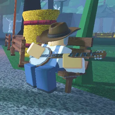 billy joe playing his banjo in silver's farm in verdant vale dig
