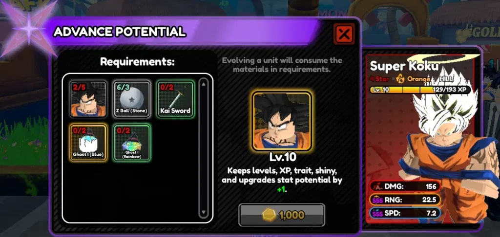 koku evolution requirements in all star tower defense x