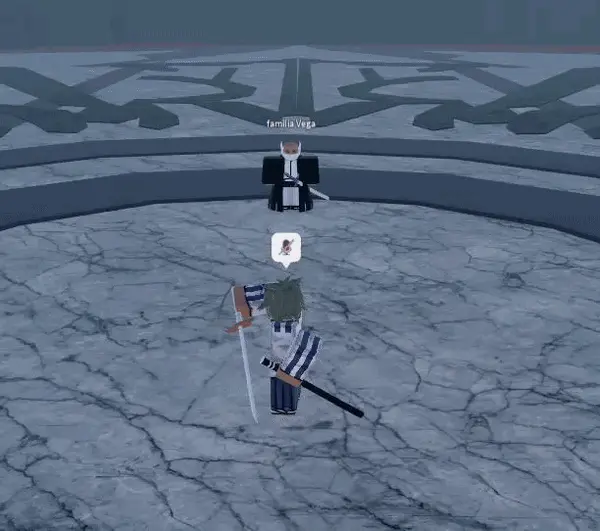 player performing quilge's sabre critical attack in type soul