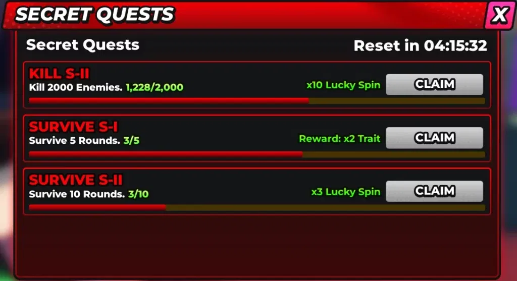 secret quests in hunty zombies