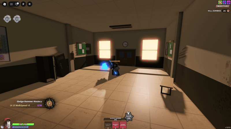 Sledgehammer X ability in Roblox Experience Hunty Zombie