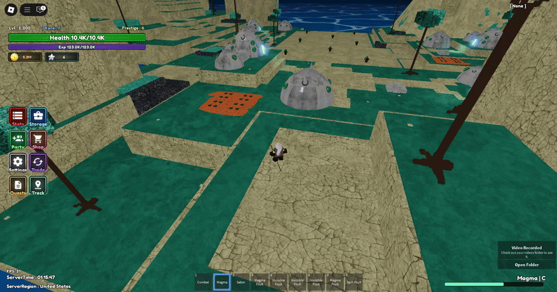 magma fruit v skill showcase in diverse piece