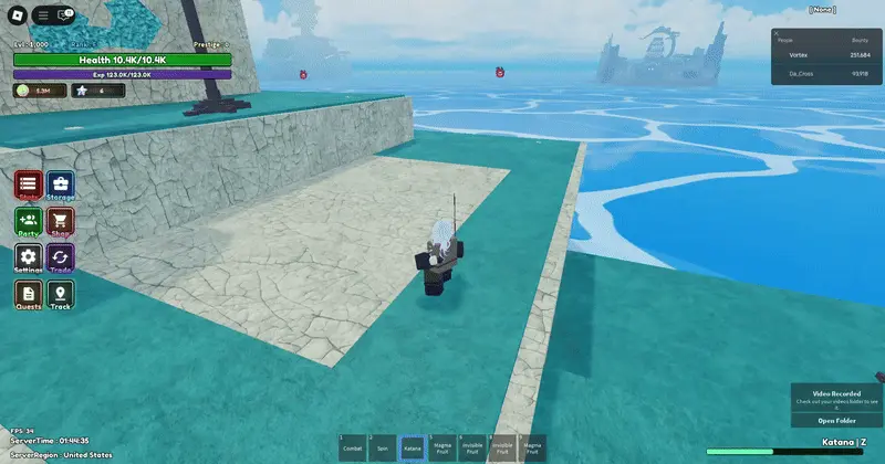 x move showcase for katana weapon in Diverse Piece roblox experience